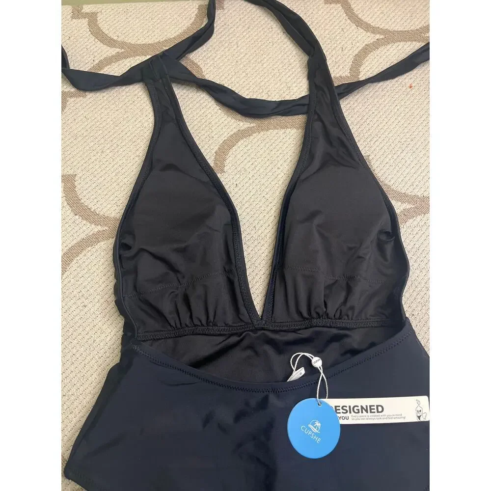 Cupshe One Piece Swimsuit Sexy Deep V Neck Wrap Tie Cross Back, Size XS, NWT